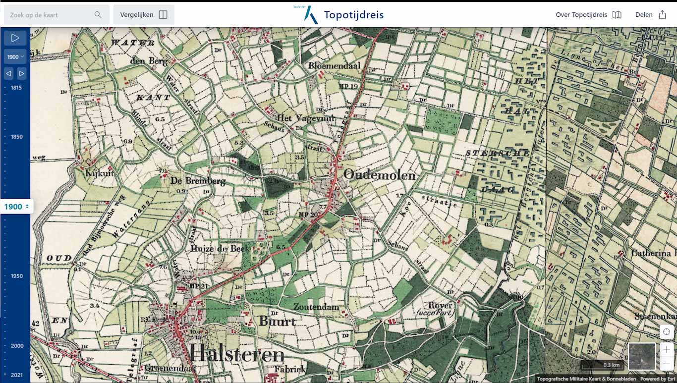 kaart oude molen schans steenbergseweg lepelstraat haslteren